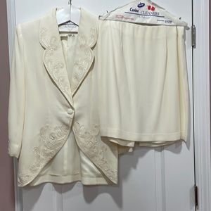 Beautiful beige 3 piece  special occasion set beautiful details worn once